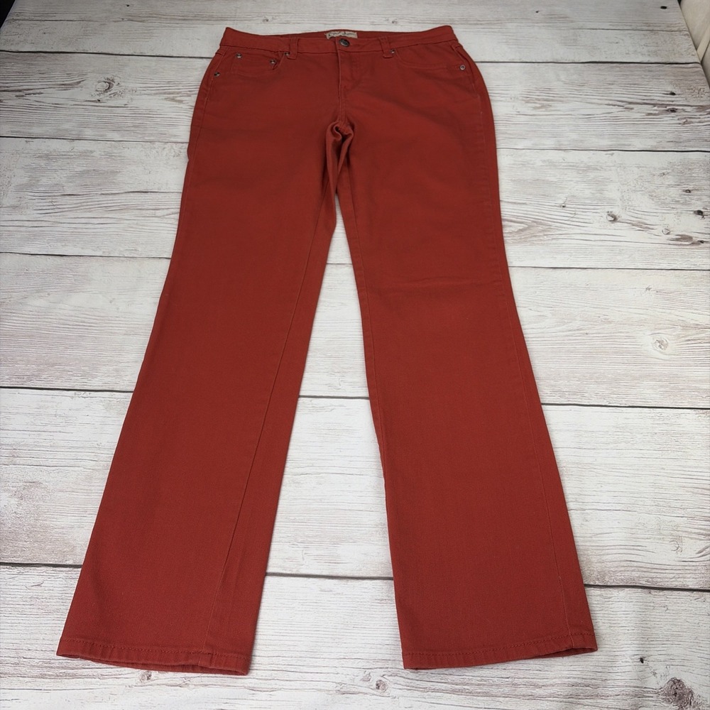 Earl Dark Women's 8 Copper Burnt Orange Straight Leg Denim Pants Jeans Excellent